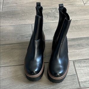 Soda Black Ankle Boots with Brown Sole